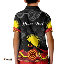 Custom Personalised Australian Indigenous Kid Polo Shirt Didgeridoo Man Circle Aboriginal Art