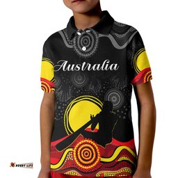 Custom Personalised Australian Indigenous Kid Polo Shirt Didgeridoo Man Circle Aboriginal Art