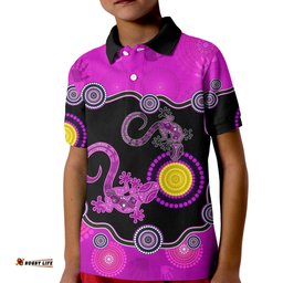 Aboriginal Lizard Polo Shirt KID Attracted Australia Version Purple