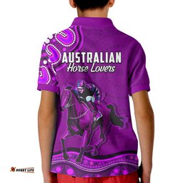 Launceston CupPolo Shirt KID Australia Aboriginal Purple Horse Lovers