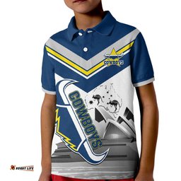 Custom Australia Day Cowboys Kid Polo Shirt NRL 2024 Sydney Opera House With Map