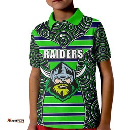 NRL - Raiders Kid Polo Shirt Mix Dot Aboriginal