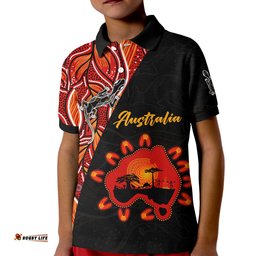 Australia Map Polo Shirt KID Aussie Kangaroo Aboriginal