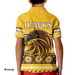 Hawks Christmas Polo Shirt KID Indigenous Hawthorn Football