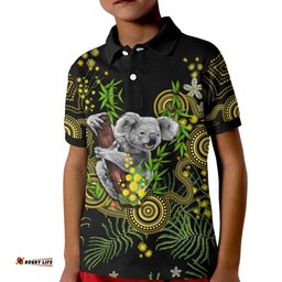 Golden Wattle Polo Shirt KID Australia Acacia Pycnantha Mix Aboriginal