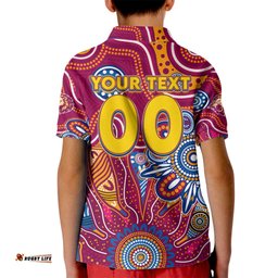 Personalised Crows NAIDOC Week 2024 Kid Polo Shirt Aussie Aboriginal Art