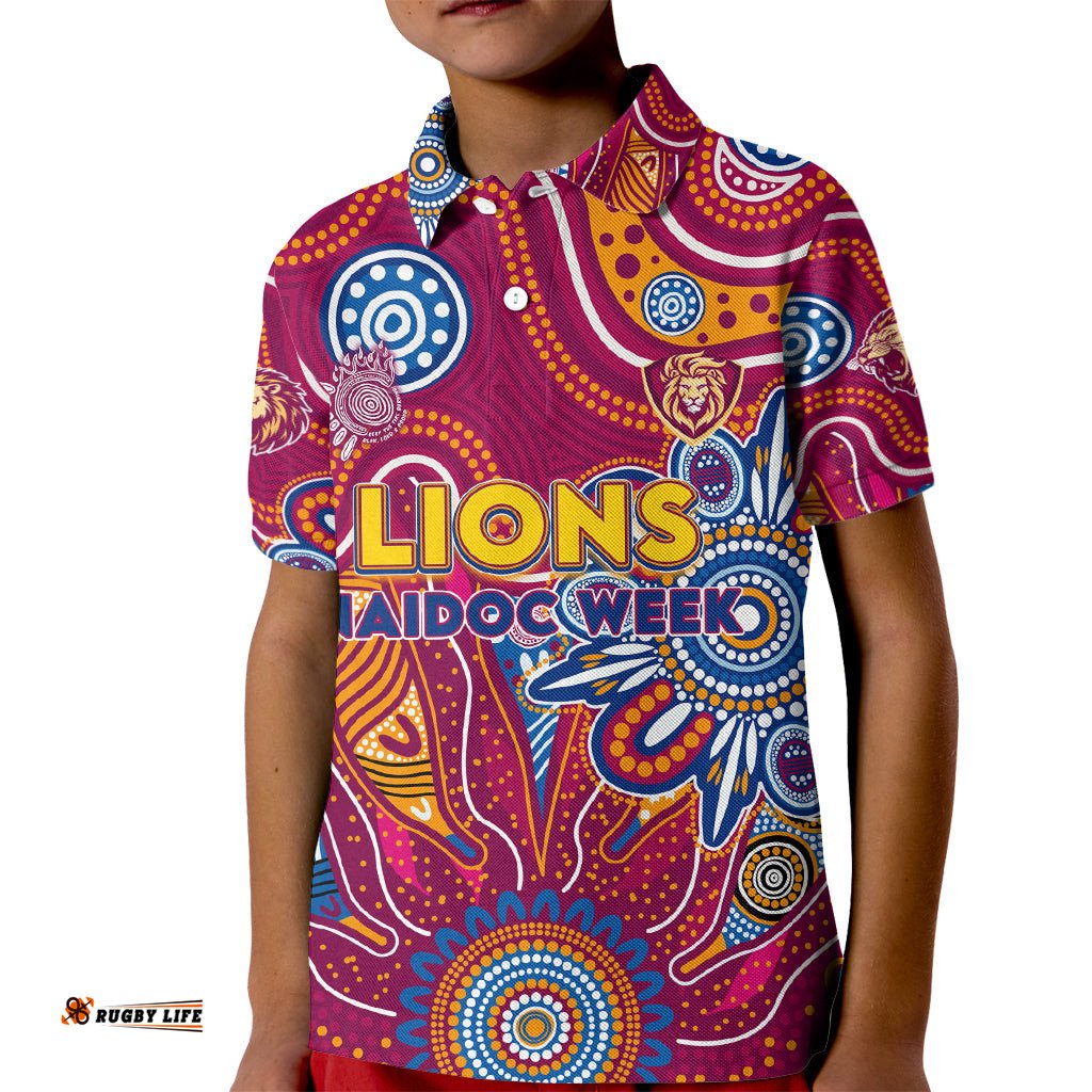 Personalised Crows NAIDOC Week 2024 Kid Polo Shirt Aussie Aboriginal Art