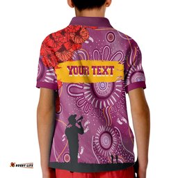 Custom Personalised Brisbane Lions Indigenous Anzac Day KID Polo Shirt We Will Remember