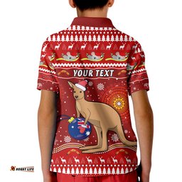 Custom Personalised Australia Christmas Polo Shirt KID Aboriginal Kangaroo