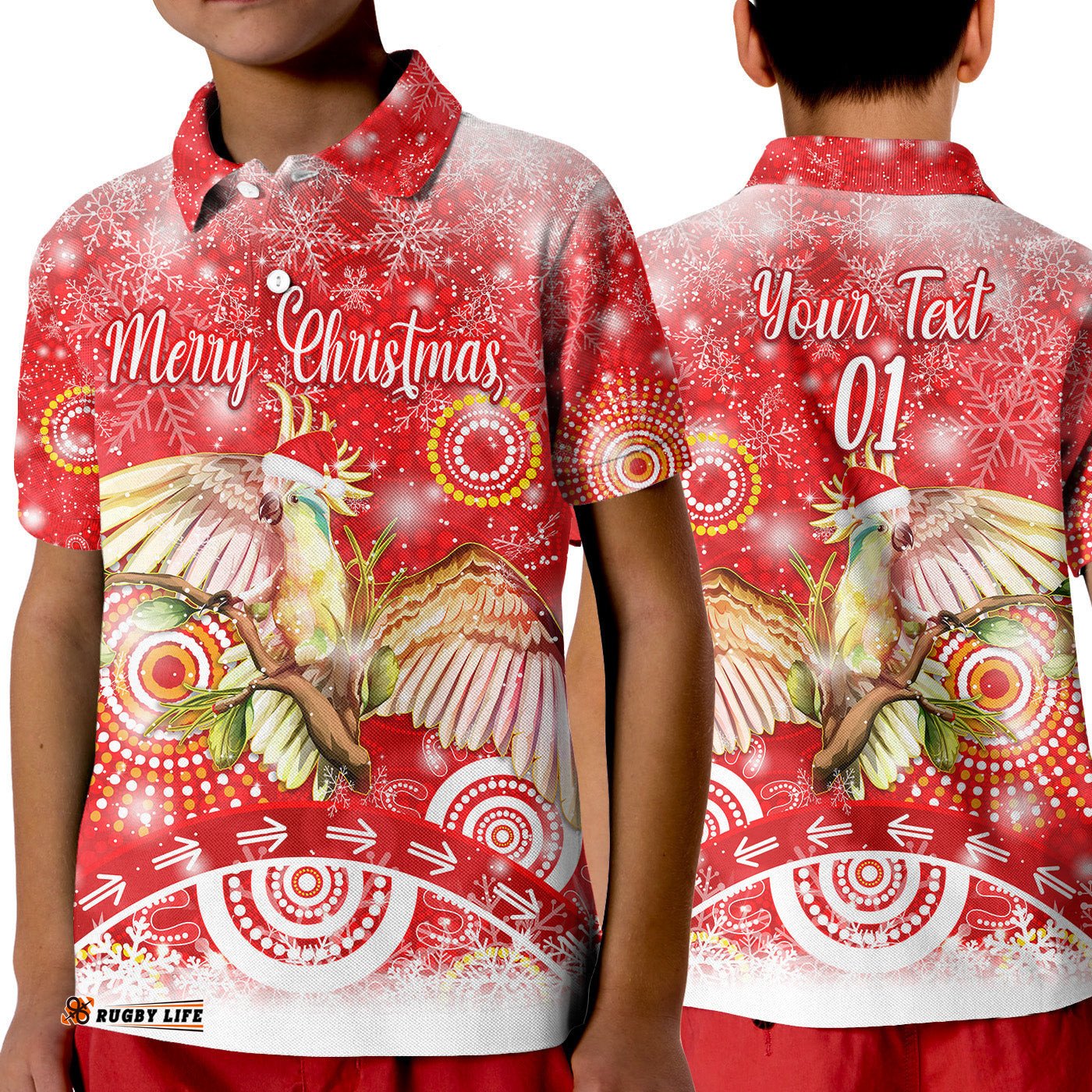 Custom Personalised Australia Cockatoo Christmas Polo Shirt KID Original Style - Red