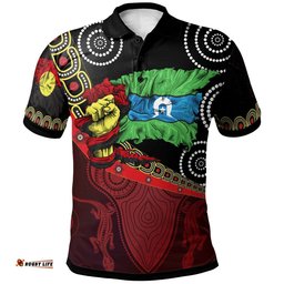 Aboriginal Kid Polo Shirt, Flags & Dot Acrylic Paint Style Naidoc