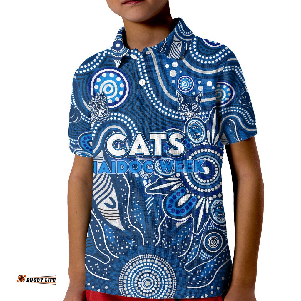 Personalised Cats NAIDOC Week 2024 Kid Polo Shirt Aussie Aboriginal Art