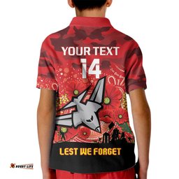 Custom Essendon Football ANZAC Kid Polo Shirt Gallipoli Camouflage With Poppies