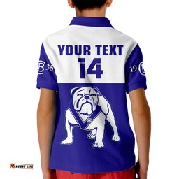 Custom Text And Number Bulldogs RugbyKid Polo Shirt Canterbury Bankstown Go Dogs