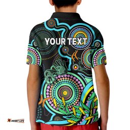 Custom NAIDOC WeekKid Polo Shirt Indigenous Tribal Ver.02 - Aqua
