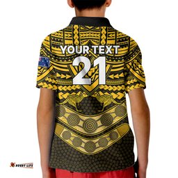 Custom Matildas Soccer Kid Polo Shirt Polynesian and Aboriginal Gold Vibe