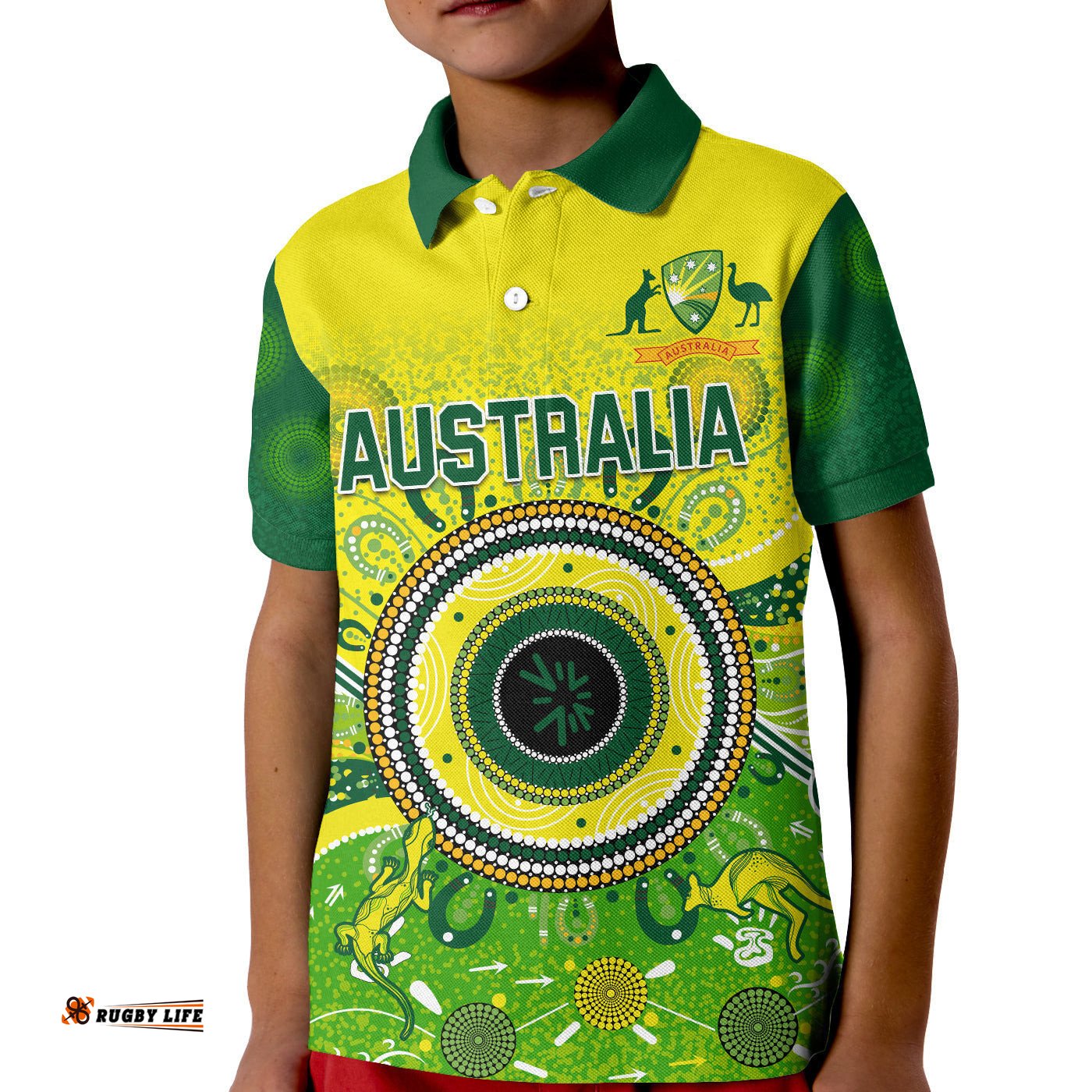 Australia Cricket Polo Shirt KID Aboriginal National Color Champion
