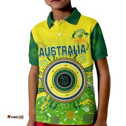 Australia Cricket Polo Shirt KID Aboriginal National Color Champion