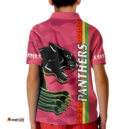 Panthers Rugby ANZAC Polo Shirt KID Aboriginal Mix Poppy Camouflage Pink
