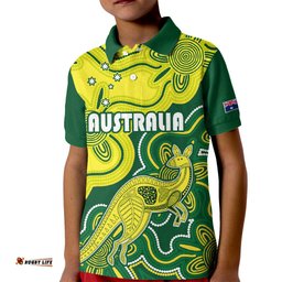 Australia Cricket Kid Polo Shirt Go Aussie World CupAboriginal Style Unique