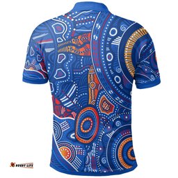 Kid Aboriginal Polo Shirt - Indigenous Footprint Patterns Blue Color