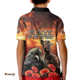 Kangaroo and Kiwi Soldier ANZAC Kid Polo Shirt The Last War Memorial