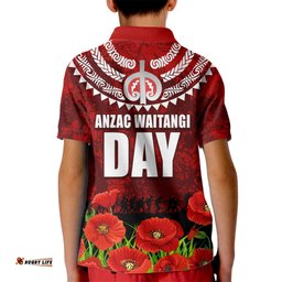 New Zealand ANZAC Waitangi Day Kid Polo Shirt Hei Tiki and Soldier