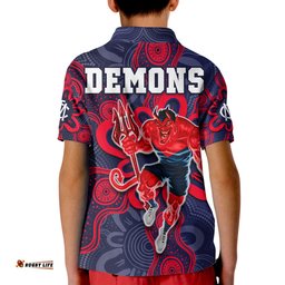 Demons FootballPolo Shirt KID Australian Aboriginal Dot Painting