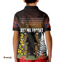 New Zealand and Australia ANZAC Day Kid Polo Shirt Soldier and Last Post Camouflage Pattern