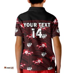 Custom Text And Number Dragons Rugby Kid Polo Shirt Polynesian Tribal Mix Tropical Hawaiian Style