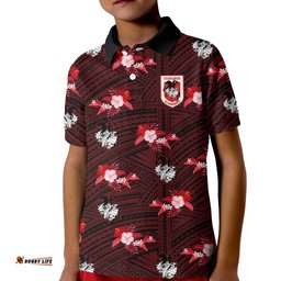 Custom Text And Number Dragons Rugby Kid Polo Shirt Polynesian Tribal Mix Tropical Hawaiian Style
