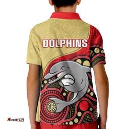 Dolphins Rugby Kid Polo Shirt Phins Up Indigenous Art
