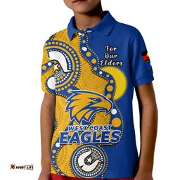 Custom Text And Number West Coast Eagles Football NAIDOCPolo Shirt KID Indigenous For Our Elders