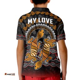 Custom Personalised Australia Valentine Polo Shirt KID Aboriginal Couple Lizards MY LOVE