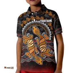 Custom Personalised Australia Valentine Polo Shirt KID Aboriginal Couple Lizards MY LOVE