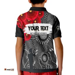Custom Personalised Collingwood Magpies Indigenous Anzac Day KID Polo Shirt We Will Remember