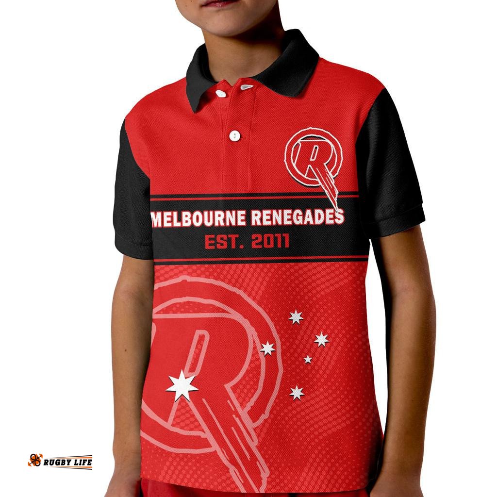 Custom Text And Number Melbourne Renegades Cricket Polo Shirt KID Est 2011 Sporty