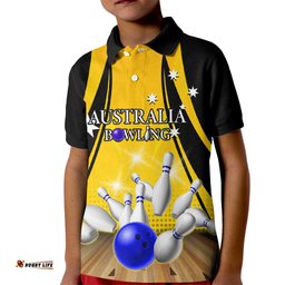Australia Bowling Kid Polo Shirt I Am A Bowling Pin Curve Style