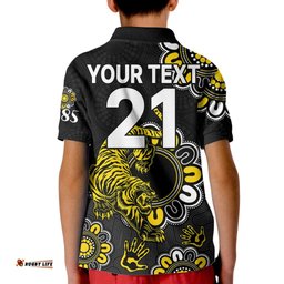 Custom Personalised AFL Richmond Tigers 1885 Aboriginal Kid Polo Shirt