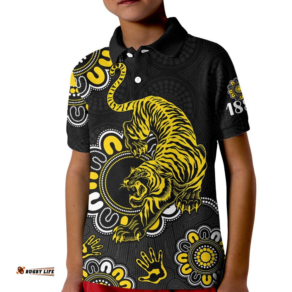 Custom Personalised AFL Richmond Tigers 1885 Aboriginal Kid Polo Shirt