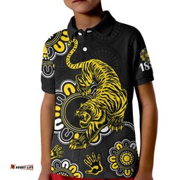 Custom Personalised AFL Richmond Tigers 1885 Aboriginal Kid Polo Shirt