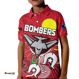 Custom Personalised Bombers NAIDOC Week Polo Shirt KID Essendon Football Aboriginal