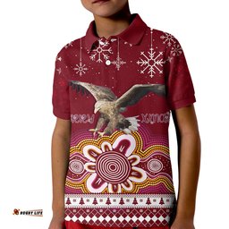 Manly Sea Eagle Aboriginal Christmas Red Wings KID Polo Shirt