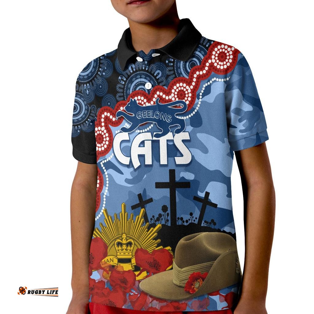Cats Football ANZACPolo Shirt KID Aboriginal Mix Slouch Hat