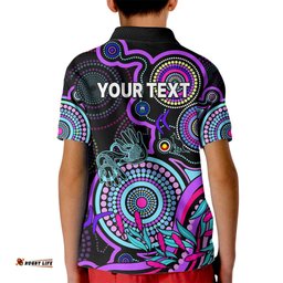 Custom NAIDOC WeekKid Polo Shirt Indigenous Tribal Ver.02 - Purple