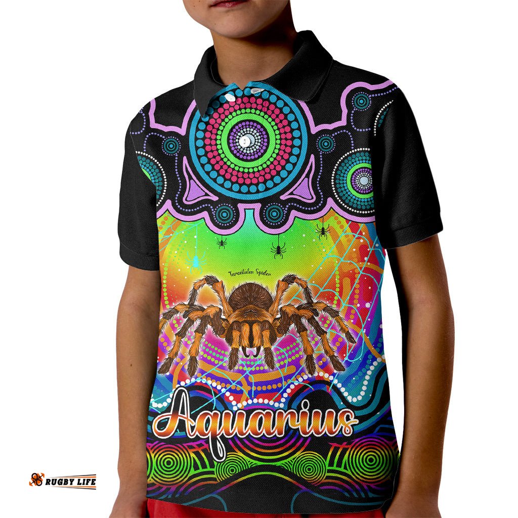 Personalised Australia Scorpio Tarantulas Spider Zodiac Kid Polo Shirt Auz Astrology Aboriginal - Rainbow