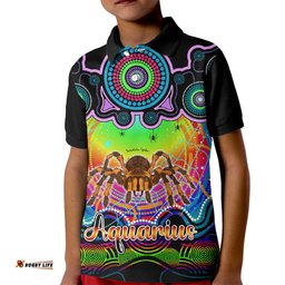 Personalised Australia Scorpio Tarantulas Spider Zodiac Kid Polo Shirt Auz Astrology Aboriginal - Rainbow