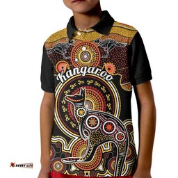 Personalised Australian Astrology Kid Polo Shirt Aboriginal Kangaroo Zodiac Sign