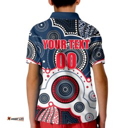 Custom Personalised And Number Roosters NRL Kid Polo Shirt Aboriginal Patterns
