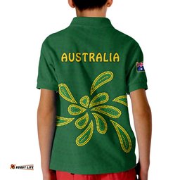 Green and Gold Polo Shirt KID Australia National Colours
